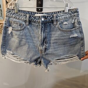 Altar'd State Blue Distressed Jean Shorts